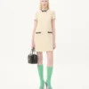 Vestido corto de tweed de lana liso Vestido corto de tweed de lana liso