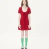 Vestido corto de tweed de lana liso Vestido corto de tweed de lana liso