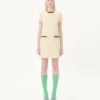 Vestido corto de tweed de lana liso Vestido corto de tweed de lana liso