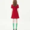 Vestido corto de tweed de lana liso Vestido corto de tweed de lana liso