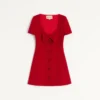 Vestido corto de tweed de lana liso Vestido corto de tweed de lana liso