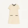 Vestido corto de tweed de lana liso Vestido corto de tweed de lana liso