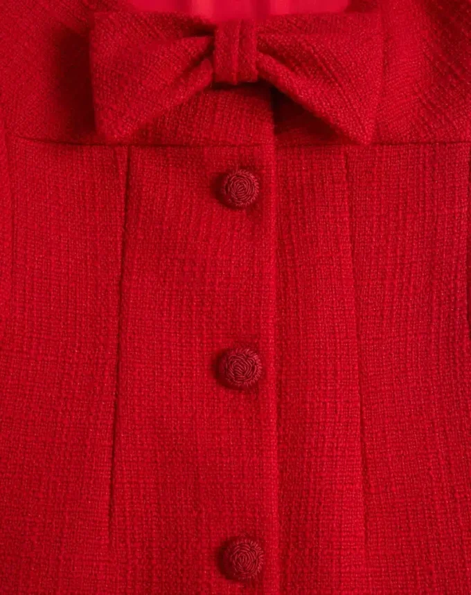 Vestido corto de tweed de lana liso Vestido corto de tweed de lana liso