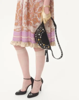 Vestido de georgette lurex con estampado Voyage Imaginaire