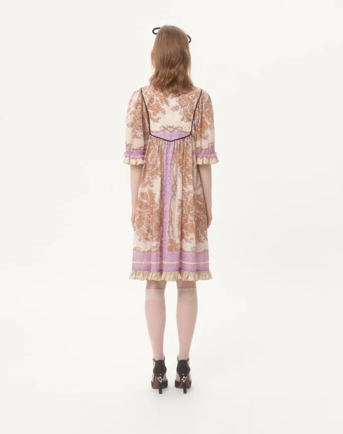 Vestido de georgette lurex con estampado Voyage Imaginaire Vestido de georgette lurex con estampado Voyage Imaginaire