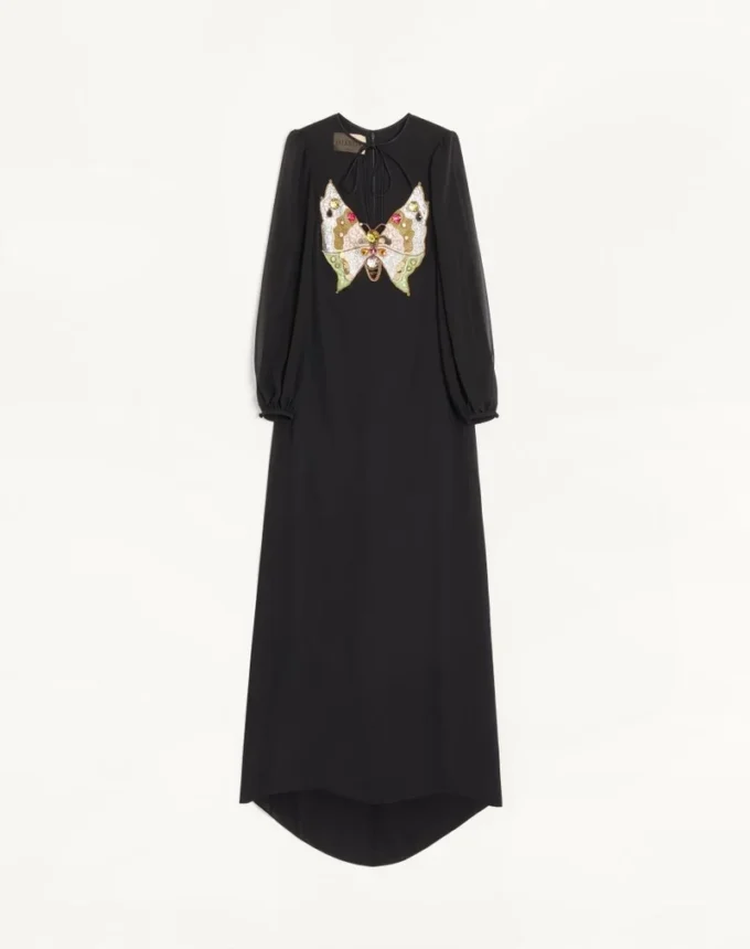 Vestido largo de georgette bordado Vestido largo de georgette bordado
