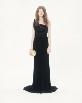 VESTIDO LARGO DE GEORGETTE LIGERO BORDADO