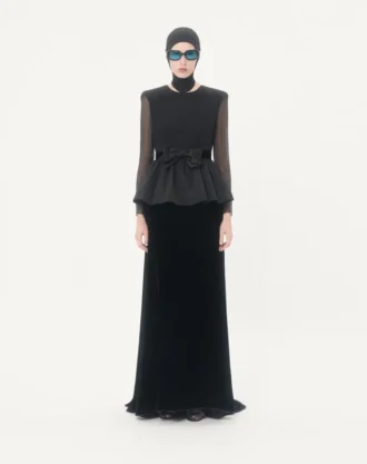 Vestido largo de terciopelo sablé