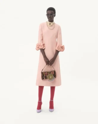 Vestido midi de crepé couture