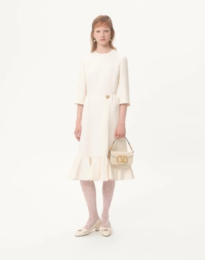 Vestido midi de crepé couture