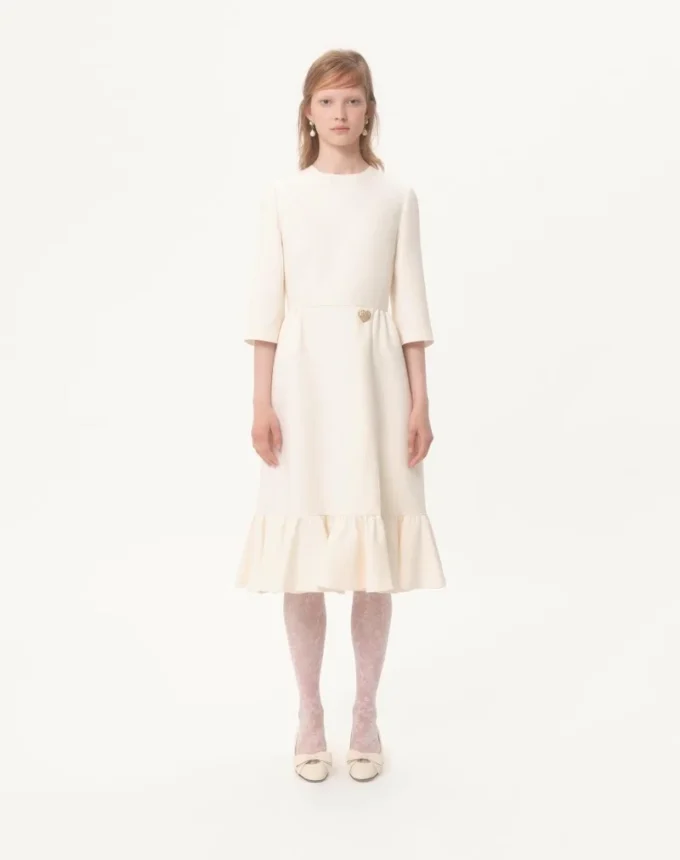 Vestido midi de crepé couture
