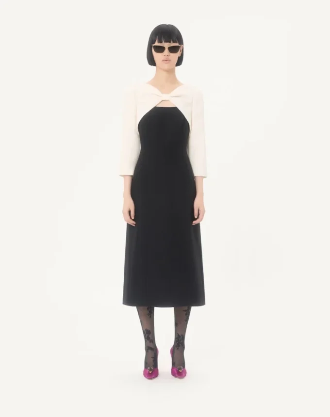 Vestido midi de crepé couture Vestido midi de crepé couture