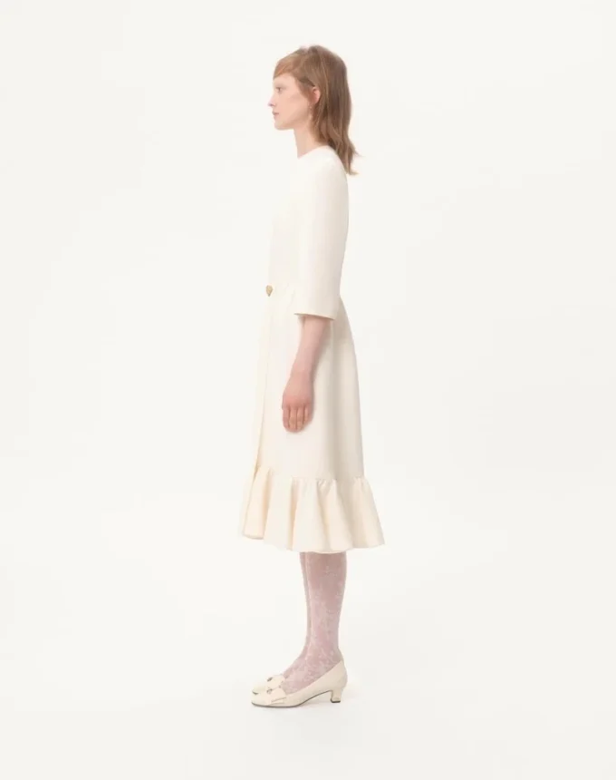 Vestido midi de crepé couture