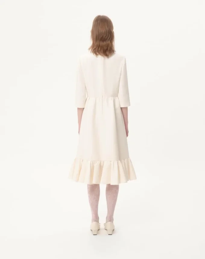 Vestido midi de crepé couture