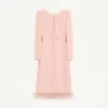 Vestido midi de crepé couture con plumas Vestido midi de crepé couture con plumas
