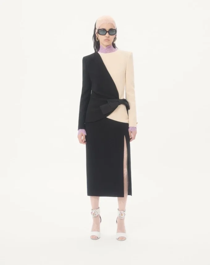 Vestido midi de crepé de lana