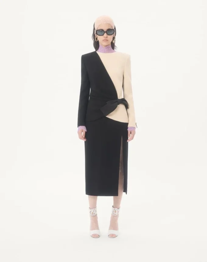 Vestido midi de crepé de lana