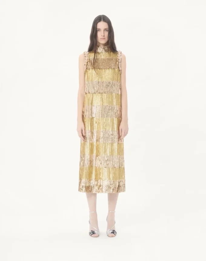 Vestido midi Illusione de tul bordado Vestido midi Illusione de tul bordado