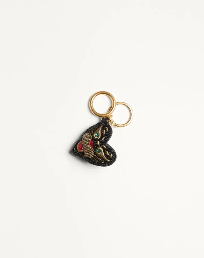 VG Coeur De Chat Colgante para bolso con llavero en napa, cuentas y cristales VG Coeur De Chat Colgante para bolso con llavero en napa, cuentas y cristales
