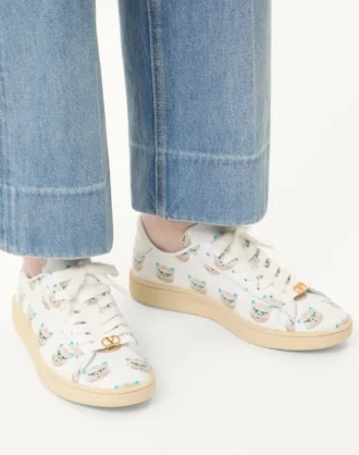 Zapatillas Royco de piel de becerro napa con motivo Le Chat De La Maison