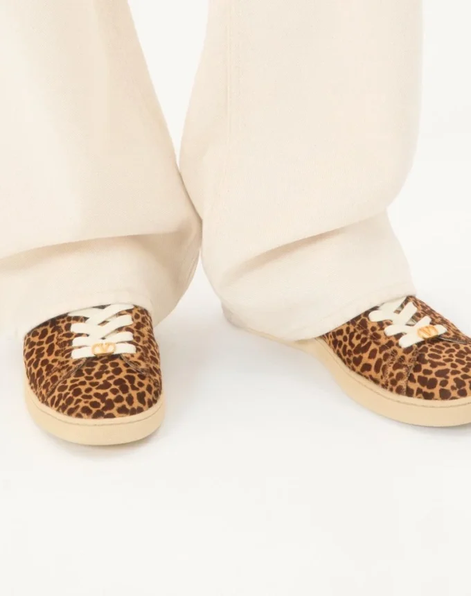 Zapatillas Royco en piel de becerro con estampado Fauve Eclat y piel de becerro napa Zapatillas Royco en piel de becerro con estampado Fauve Eclat y piel de becerro napa
