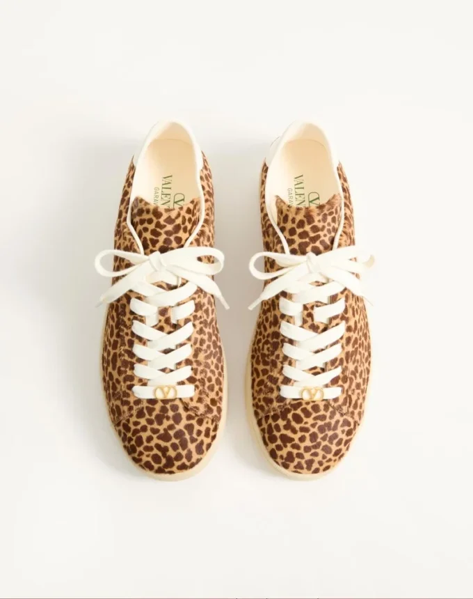 Zapatillas Royco en piel de becerro con estampado Fauve Eclat y piel de becerro napa Zapatillas Royco en piel de becerro con estampado Fauve Eclat y piel de becerro napa