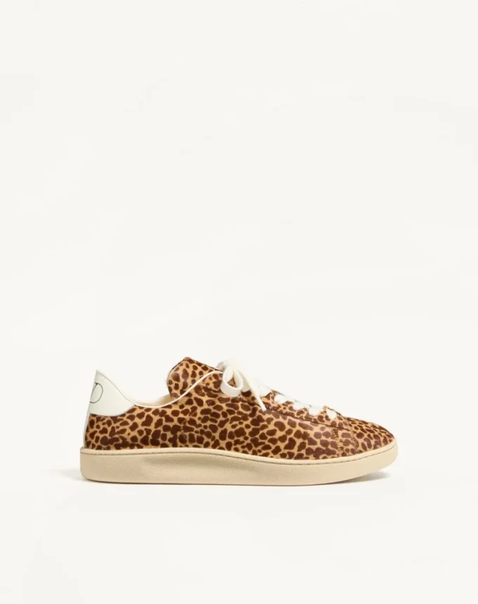Zapatillas Royco en piel de becerro con estampado Fauve Eclat y piel de becerro napa Zapatillas Royco en piel de becerro con estampado Fauve Eclat y piel de becerro napa