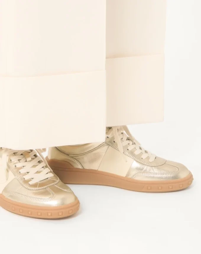 Zapatillas Upvillage en piel de becerro laminada con banda de piel de becerro napa