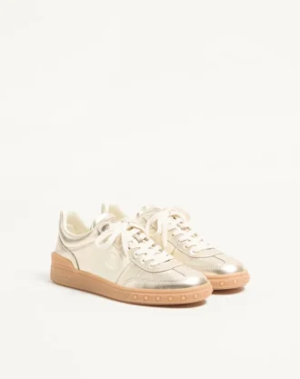 Zapatillas Upvillage en piel de becerro laminada con banda de piel de becerro napa