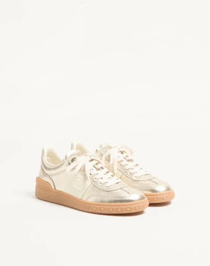 Zapatillas Upvillage en piel de becerro laminada con banda de piel de becerro napa
