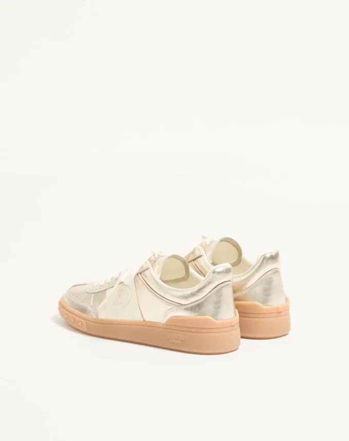 Zapatillas Upvillage en piel de becerro laminada con banda de piel de becerro napa