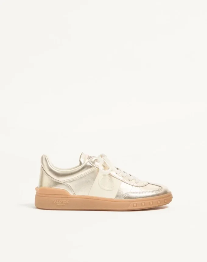Zapatillas Upvillage en piel de becerro laminada con banda de piel de becerro napa