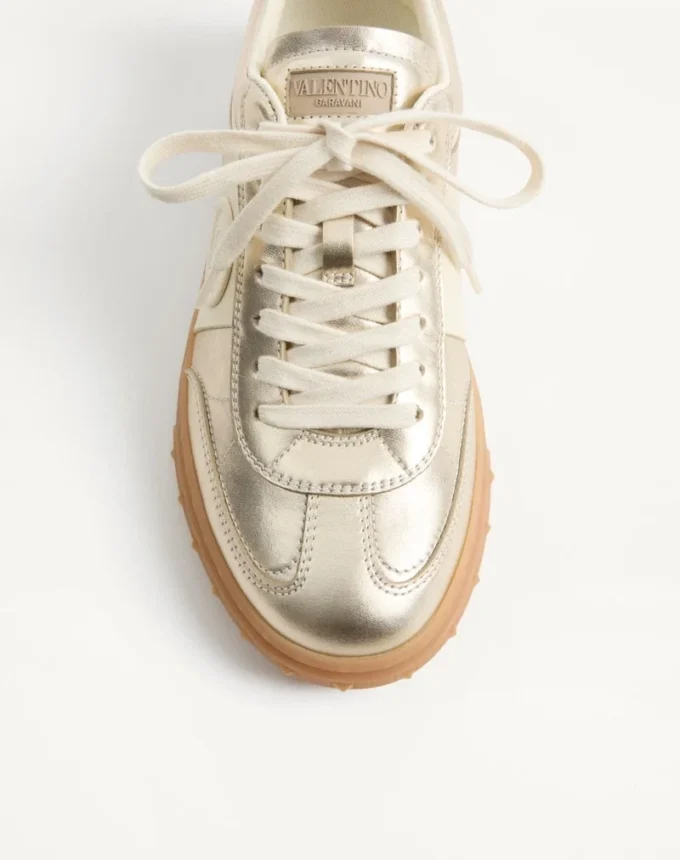 Zapatillas Upvillage en piel de becerro laminada con banda de piel de becerro napa