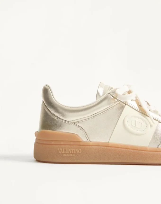 Zapatillas Upvillage en piel de becerro laminada con banda de piel de becerro napa