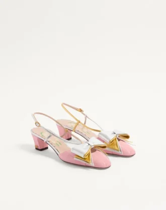Zapatos de salón Bowow con talón abierto en tejido moiré de 45 mm