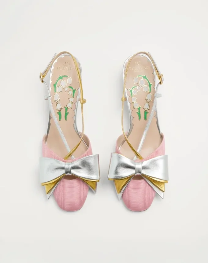 Zapatos de salón Bowow con talón abierto en tejido moiré de 45 mm Zapatos de salón Bowow con talón abierto en tejido moiré de 45 mm