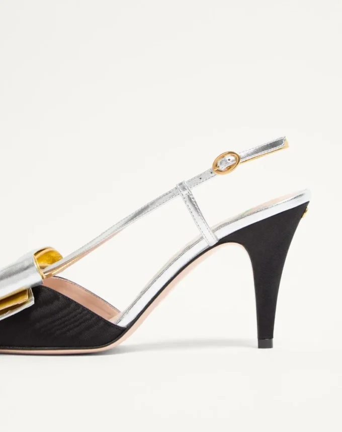 Zapatos de salón con talón abierto Bowow en tejido moiré 85 mm Zapatos de salón con talón abierto Bowow en tejido moiré 85 mm