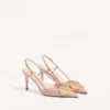 Zapatos de salón con talón abierto de piel de becerro con logotipo joya de 80 mm Zapatos de salón con talón abierto de piel de becerro con logotipo joya de 80 mm