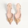 Zapatos de salón con talón abierto de piel de becerro con logotipo joya de 80 mm Zapatos de salón con talón abierto de piel de becerro con logotipo joya de 80 mm