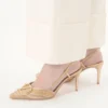 Zapatos de salón con talón abierto Vlogo Signature metalizados con bordado Cornely de 80 mm Zapatos de salón con talón abierto Vlogo Signature metalizados con bordado Cornely de 80 mm