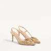 Zapatos de salón con talón abierto Vlogo Signature metalizados con bordado Cornely de 80 mm Zapatos de salón con talón abierto Vlogo Signature metalizados con bordado Cornely de 80 mm