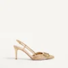 Zapatos de salón con talón abierto Vlogo Signature metalizados con bordado Cornely de 80 mm Zapatos de salón con talón abierto Vlogo Signature metalizados con bordado Cornely de 80 mm