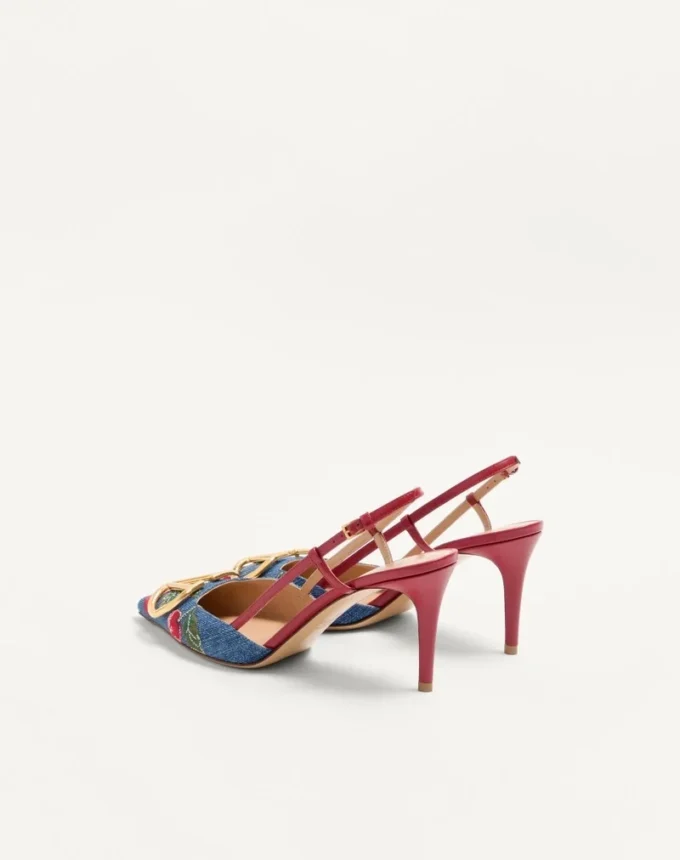 Zapatos de salón con talón abierto y bordado Cherryfic de 80 mm