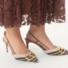 Zapatos de salón con talón abierto y bordado de ganchillo 80 mm Zapatos de salón con talón abierto y bordado de ganchillo 80 mm