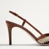 Zapatos de salón con talón abierto y bordado de ganchillo 80 mm Zapatos de salón con talón abierto y bordado de ganchillo 80 mm
