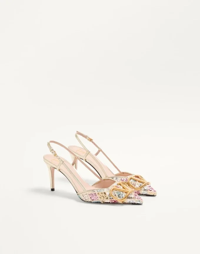 Zapatos de salón con talón abierto y bordado Rhombelle 80 mm de VLogo Signature. Zapatos de salón con talón abierto y bordado Rhombelle 80 mm de VLogo Signature.