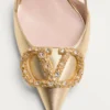 Zapatos de salón con talón abierto y logotipo Vlogo en piel napa laminada de 80 mm Zapatos de salón con talón abierto y logotipo Vlogo en piel napa laminada de 80 mm