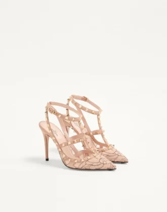 Zapatos de salón con tiras y tachuelas Rockstud de 100 mm