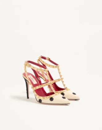 Zapatos de salón Rockstud con bordado Plus de Pois 100 mm