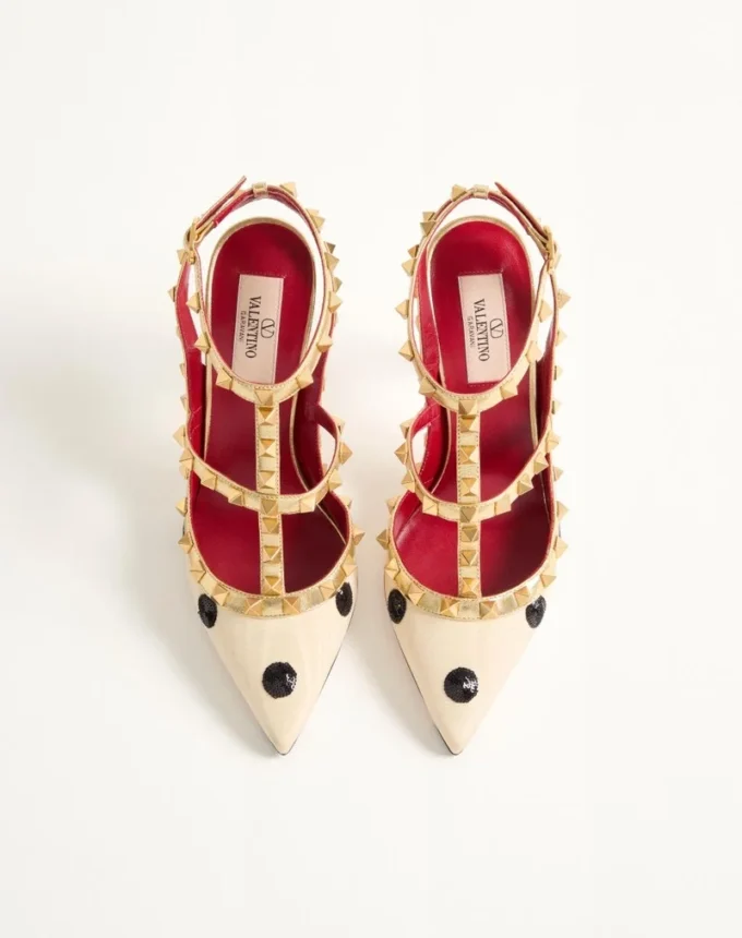 Zapatos de salón Rockstud con bordado Plus de Pois 100 mm